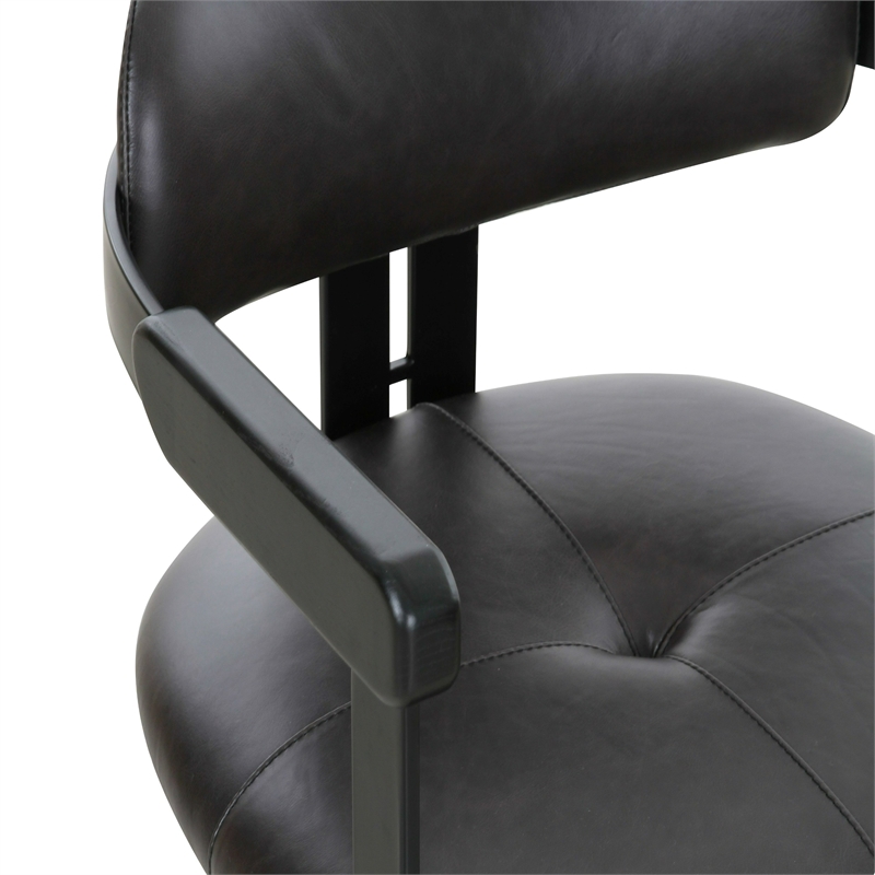 Pemberly Row Modern Dark Brown Leather Dining Chair with Foam Seat