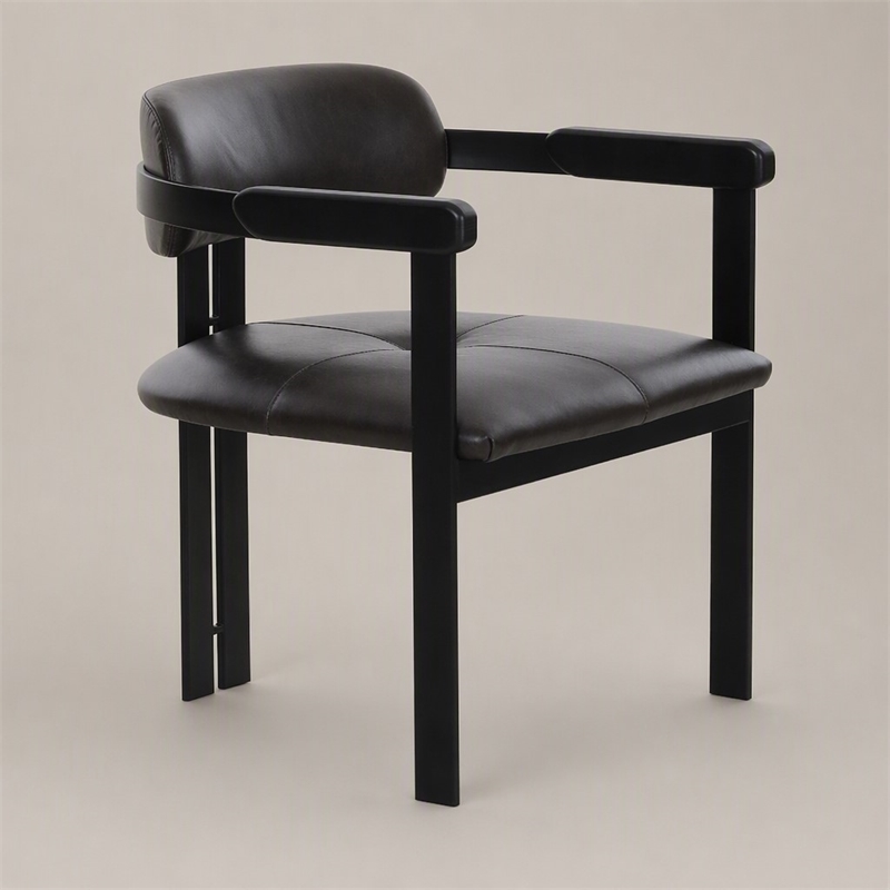 Pemberly Row Modern Dark Brown Leather Dining Chair with Foam Seat