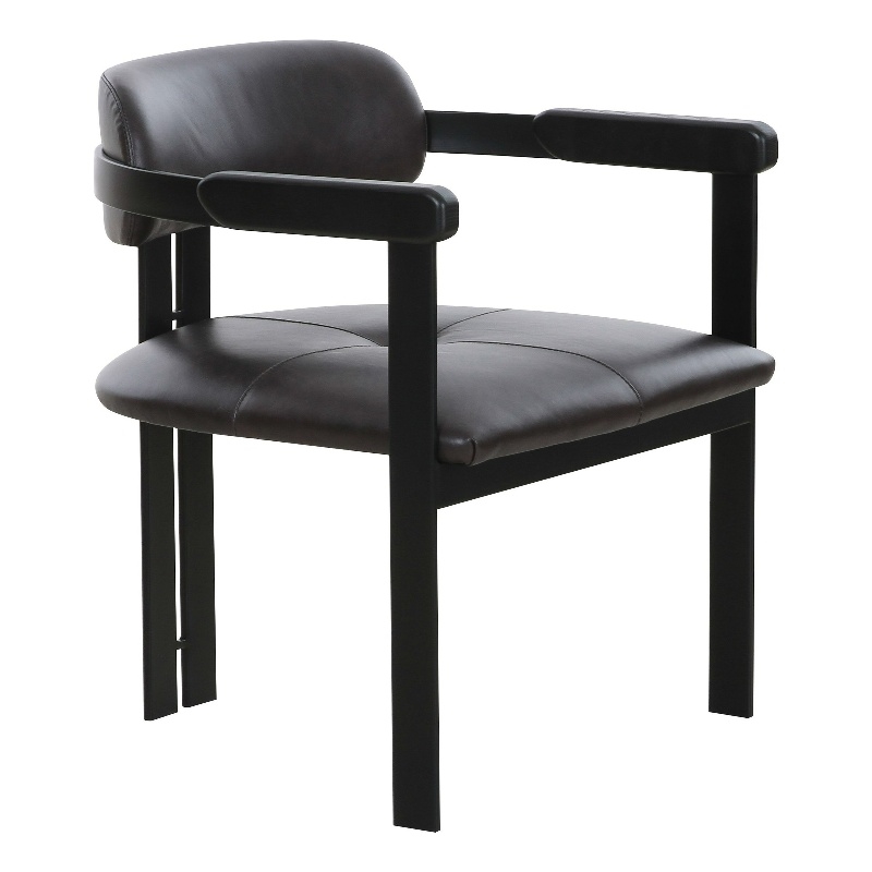 Pemberly Row Modern Dark Brown Leather Dining Chair with Foam Seat