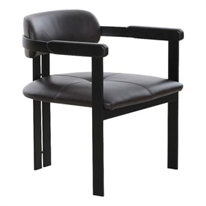 Pemberly Row Modern Dark Brown Leather Dining Chair with Foam Seat