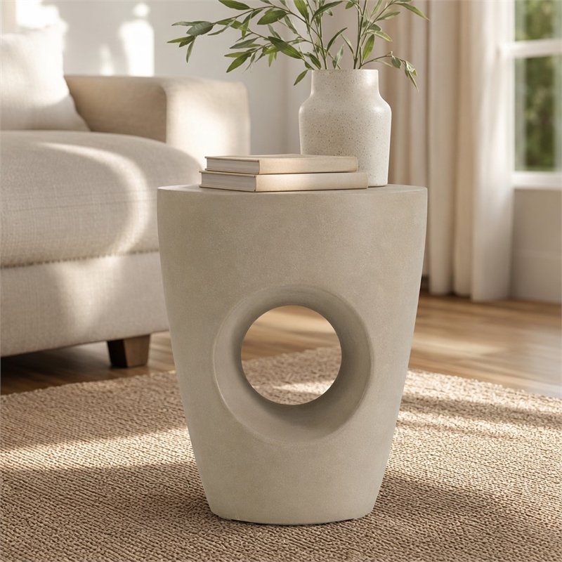 Pemberly Row Modern Beige Fiberform Dining Stool/Table with Pedestal Base