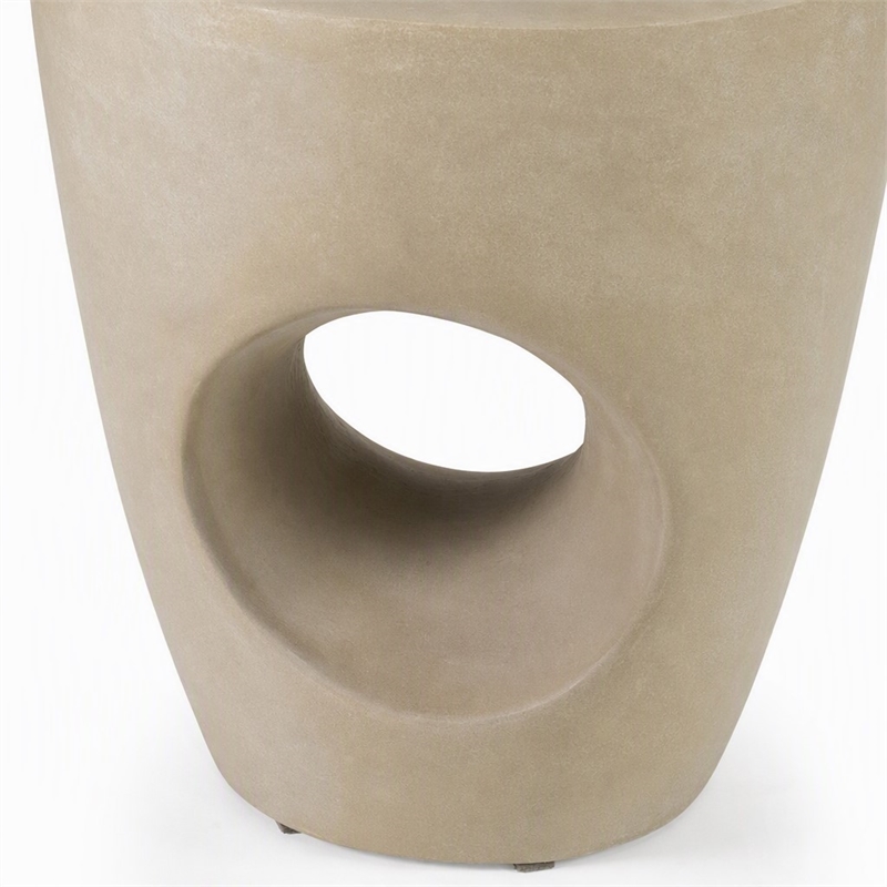 Pemberly Row Modern Beige Fiberform Dining Stool/Table with Pedestal Base