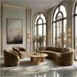 Pemberly Row Modern Brown Fabric Accent Chair with Round Arms