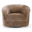 Pemberly Row Modern Brown Fabric Accent Chair with Round Arms