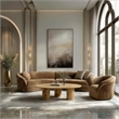 Pemberly Row Modern Brown Fabric Accent Chair with Round Arms