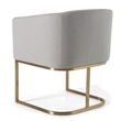 Pemberly Row Light Gray Fabric Dining Chair with Antique Brass Base