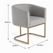 Pemberly Row Light Gray Fabric Dining Chair with Antique Brass Base