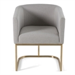 Pemberly Row Light Gray Fabric Dining Chair with Antique Brass Base