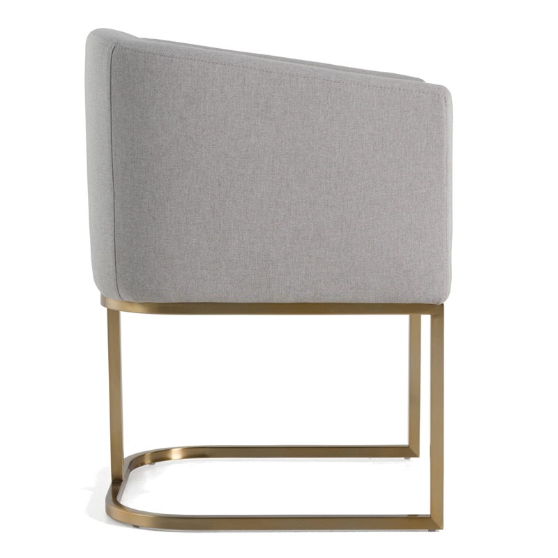 Pemberly Row Light Gray Fabric Dining Chair with Antique Brass Base