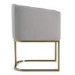 Pemberly Row Light Gray Fabric Dining Chair with Antique Brass Base