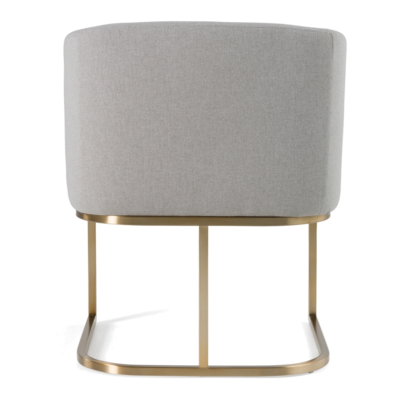 Pemberly Row Light Gray Fabric Dining Chair with Antique Brass Base