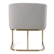 Pemberly Row Light Gray Fabric Dining Chair with Antique Brass Base