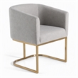 Pemberly Row Light Gray Fabric Dining Chair with Antique Brass Base