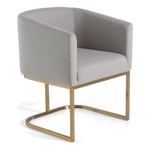 Pemberly Row Light Gray Fabric Dining Chair with Antique Brass Base