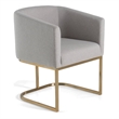 Pemberly Row Light Gray Fabric Dining Chair with Antique Brass Base