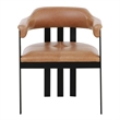 Pemberly Row Modern Camel Leather Dining Chair with Black Iron Frame