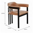 Pemberly Row Modern Camel Leather Dining Chair with Black Iron Frame