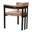 Pemberly Row Modern Camel Leather Dining Chair with Black Iron Frame