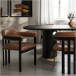 Pemberly Row Modern Camel Leather Dining Chair with Black Iron Frame