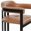 Pemberly Row Modern Camel Leather Dining Chair with Black Iron Frame