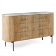Pemberly Row Mango Wood Dresser with White Marble Top and 6 Drawers