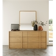 Pemberly Row Modern Natural Oak Rectangular Mirror with Rubberwood Frame