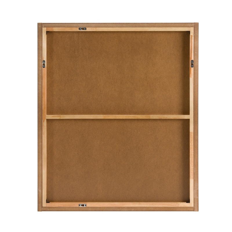Pemberly Row Modern Natural Oak Rectangular Mirror with Rubberwood Frame