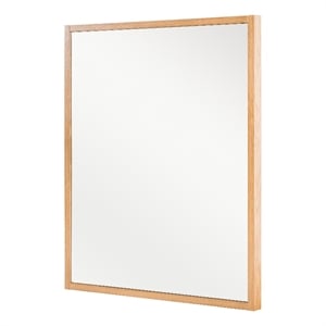 Pemberly Row Modern Natural Oak Rectangular Mirror with Rubberwood Frame