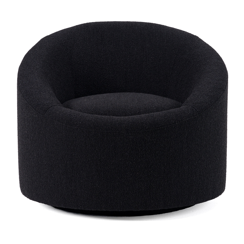 Pemberly Row Glam Black Accent Chair with Swivel Base