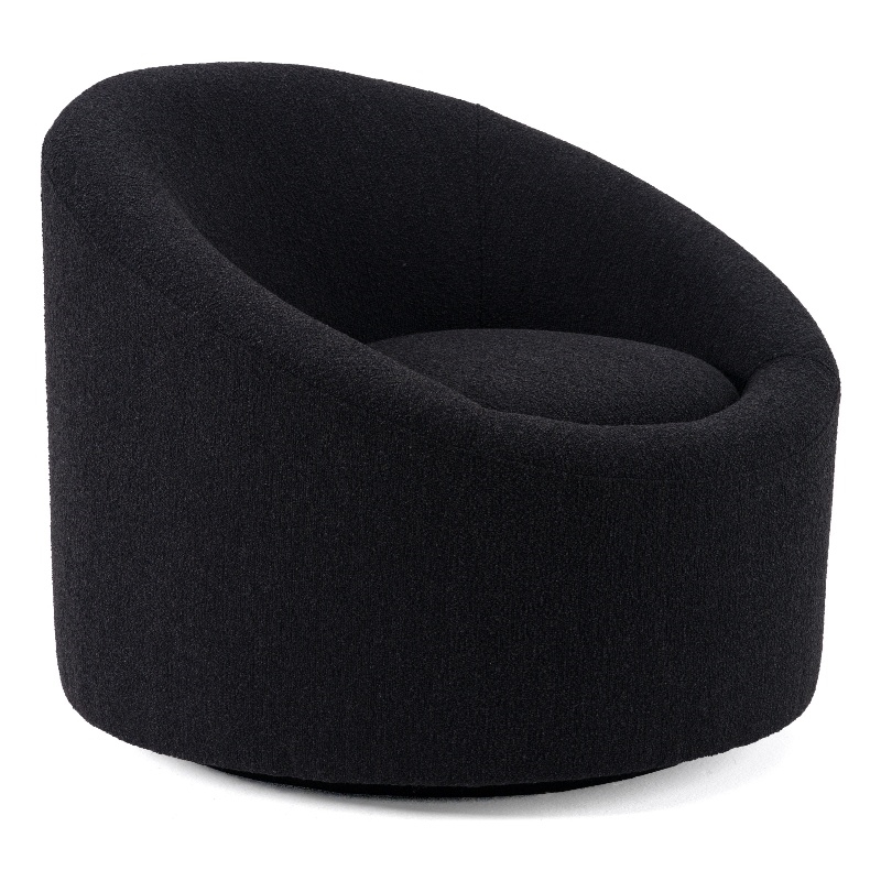 Pemberly Row Glam Black Accent Chair with Swivel Base