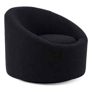 Pemberly Row Glam Black Accent Chair with Swivel Base