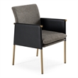 Pemberly Row Modern Dining Chair with Grey Fabric and Brass Legs