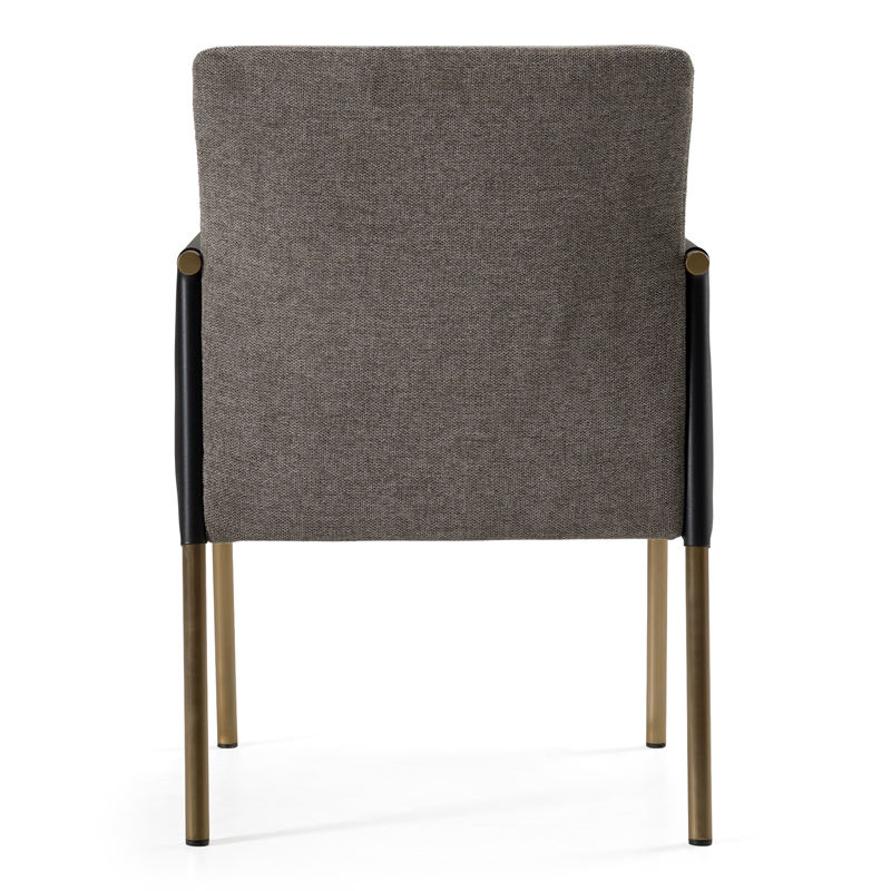 Pemberly Row Modern Dining Chair with Grey Fabric and Brass Legs