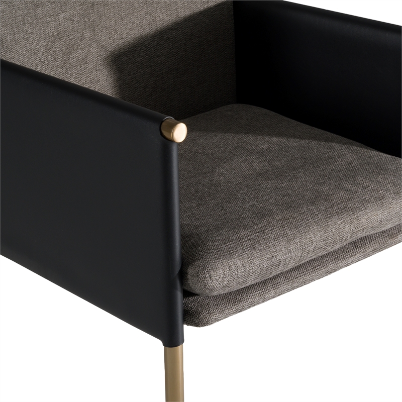 Pemberly Row Modern Dining Chair with Grey Fabric and Brass Legs