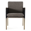 Pemberly Row Modern Dining Chair with Grey Fabric and Brass Legs