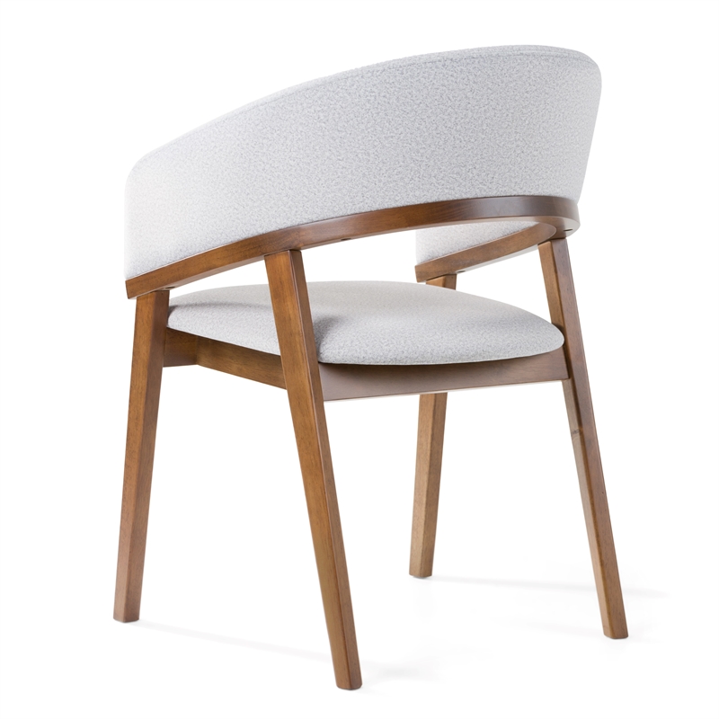 Pemberly Row Mid-Century Dining Chair in Gray Fabric and Walnut Frame