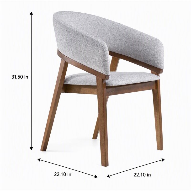 Pemberly Row Mid-Century Dining Chair in Gray Fabric and Walnut Frame