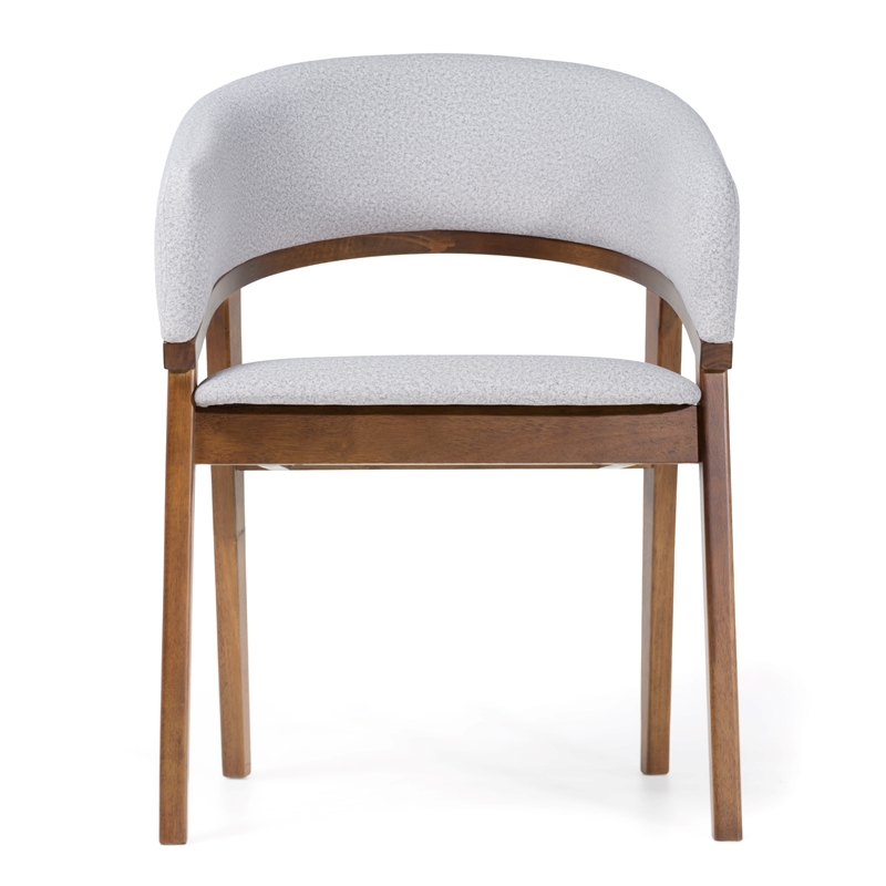 Pemberly Row Mid-Century Dining Chair in Gray Fabric and Walnut Frame