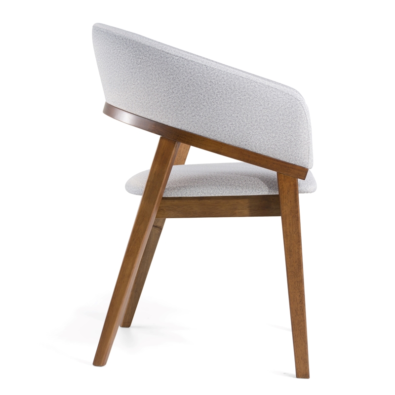 Pemberly Row Mid-Century Dining Chair in Gray Fabric and Walnut Frame