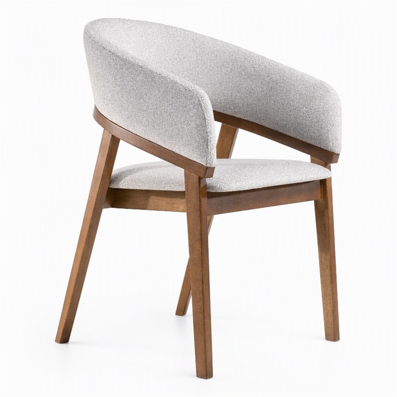 Pemberly Row Mid-Century Dining Chair in Gray Fabric and Walnut Frame