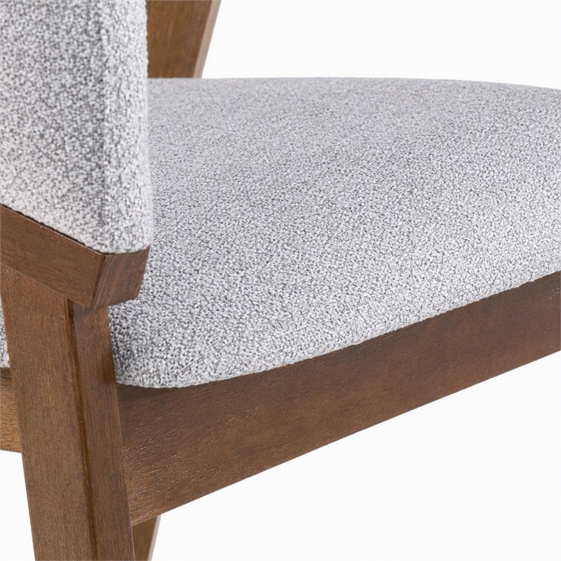 Pemberly Row Mid-Century Dining Chair in Gray Fabric and Walnut Frame