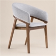 Pemberly Row Mid-Century Dining Chair in Gray Fabric and Walnut Frame
