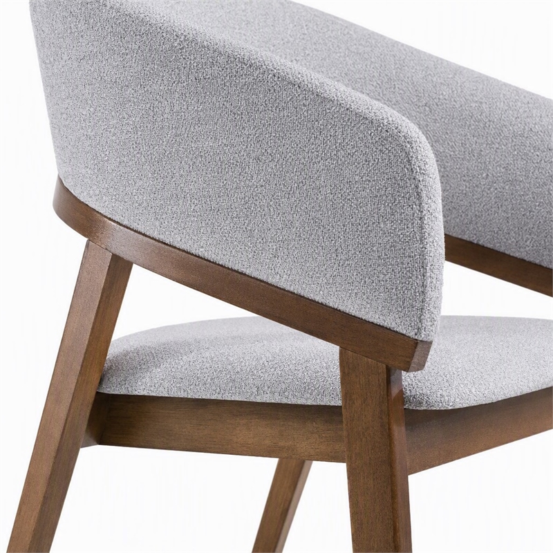 Pemberly Row Mid-Century Dining Chair in Gray Fabric and Walnut Frame