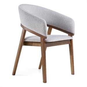Pemberly Row Mid-Century Dining Chair in Gray Fabric and Walnut Frame