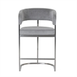 Pemberly Row Modern Gray Fabric Counter Chair with Stainless Steel Base
