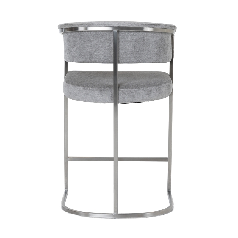 Pemberly Row Modern Gray Fabric Counter Chair with Stainless Steel Base
