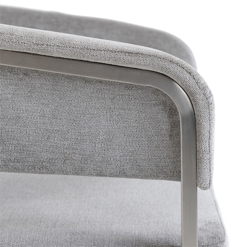 Pemberly Row Modern Gray Fabric Counter Chair with Stainless Steel Base