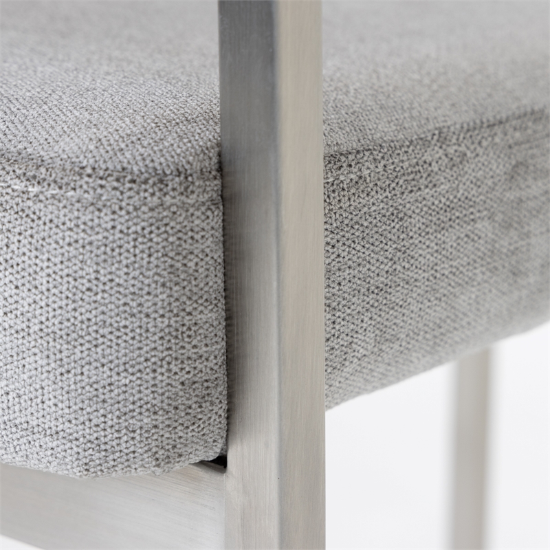 Pemberly Row Modern Gray Fabric Counter Chair with Stainless Steel Base