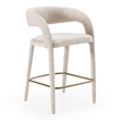 Pemberly Row Modern Ivory Beige Counter Chair with Cast Iron Legs
