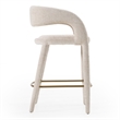Pemberly Row Modern Ivory Beige Counter Chair with Cast Iron Legs